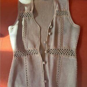 Women's Beige Knitted Sweater Vest